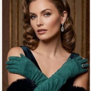 Adrienne Landau Genuine Suede Forest Green Gloves